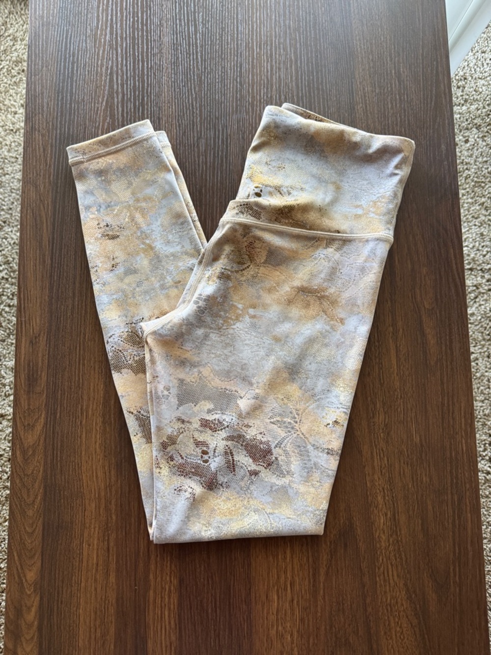 Athleta Beige Floral-Print Leggings
